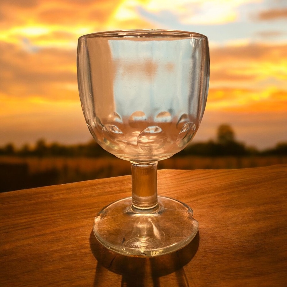Vintage Heavy Glass Thumbprint Goblet